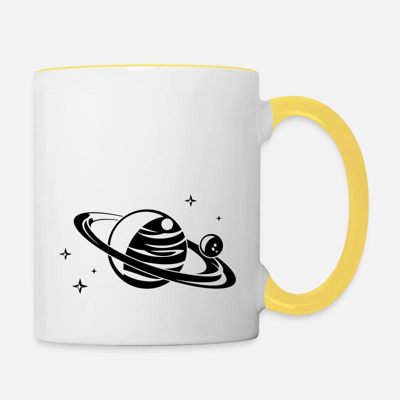 Planète noire - Mug contrasté - blanc/jaune