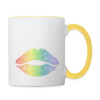 Lippen - Tasse zweifarbig - Weiß/Gelb - Rechts