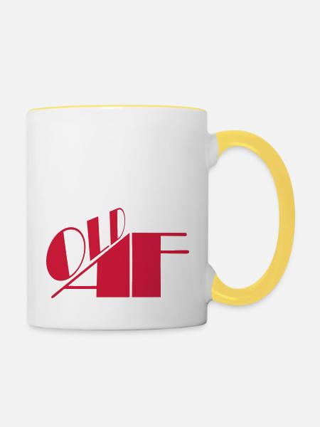 old AF Text Logo - Tasse zweifarbig - Weiß/Gelb
