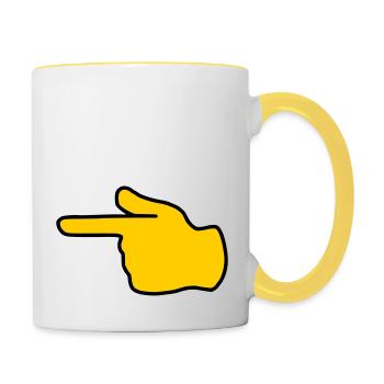Emoji show left sketch color - Contrasting Mug - white/yellow - Right