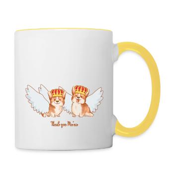Merci Madame la reine corgis ailes de la couronne - Mug contrasté - blanc/jaune - Droite