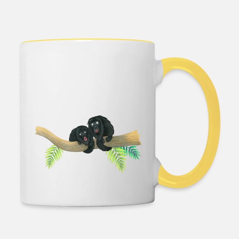 Singes hurleurs - Mug contrasté - blanc/jaune