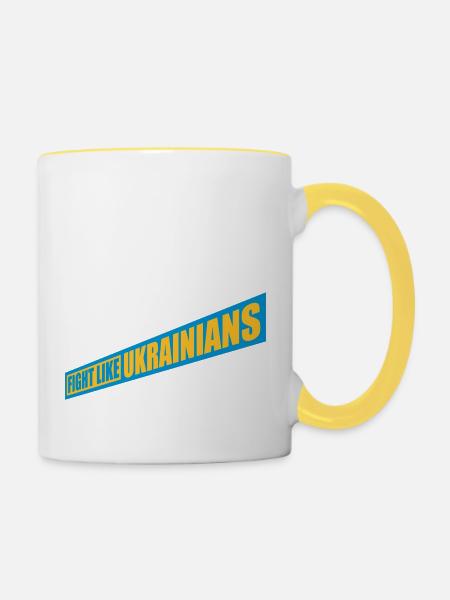 fight like ukrainians Zitat - Tasse zweifarbig - Weiß/Gelb