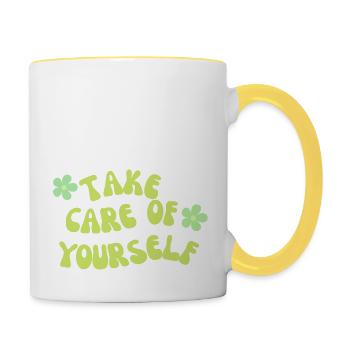 Retro Hoodie - Tasse zweifarbig - Weiß/Gelb - Rechts