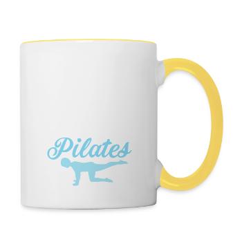 But First Pilates Exercise Fitness - Contrasting Mug - white/yellow - Right