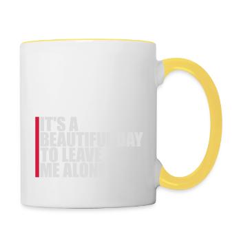 leave me alone day - Tasse zweifarbig - Weiß/Gelb - Rechts