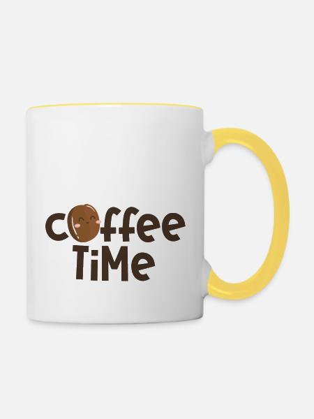 Kaffeezeit - Tasse zweifarbig - Weiß/Gelb