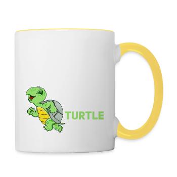 Je viens vraiment tortue de vie ok? - Mug contrasté - blanc/jaune - Droite