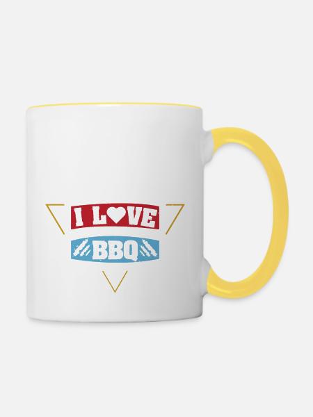 ICH LIEBE BBQ BARBECUE - Tasse zweifarbig - Weiß/Gelb
