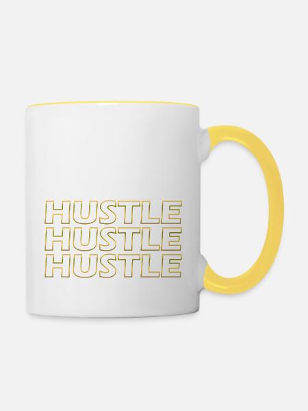 Hustle Hustle Hustle Umrandung - Tasse zweifarbig - Weiß/Gelb