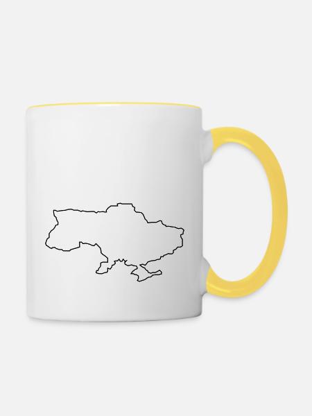 Ukraine Umriss - Tasse zweifarbig - Weiß/Gelb