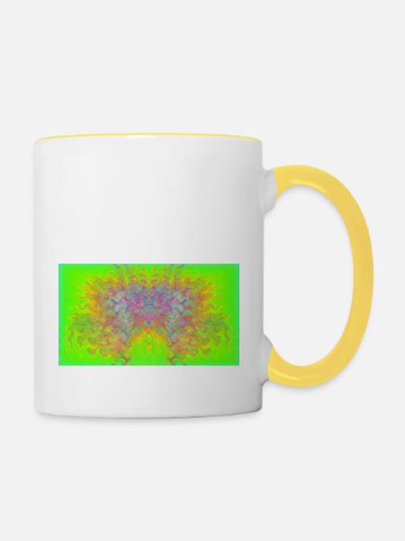 Mandelbrot-Adler - Tasse zweifarbig - Weiß/Gelb