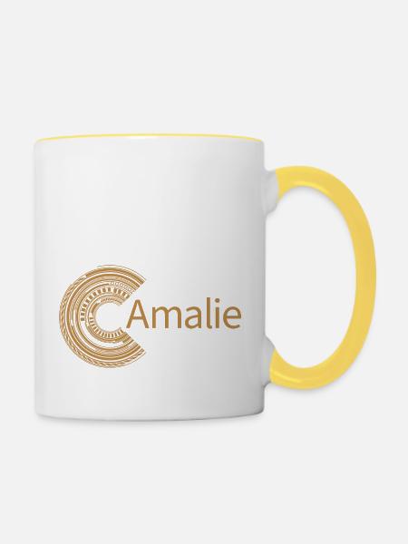 Für Amalie - Tasse zweifarbig - Weiß/Gelb