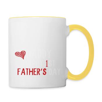 Daddy Happy 1st Fathers Day - Tasse zweifarbig - Weiß/Gelb - Rechts