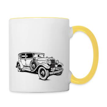 Vintage car - Contrasting Mug - white/yellow - Right