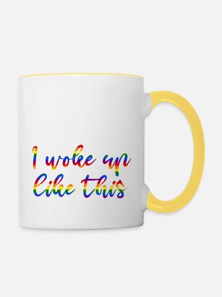 Ich bin so aufgewacht - Tasse zweifarbig - Weiß/Gelb