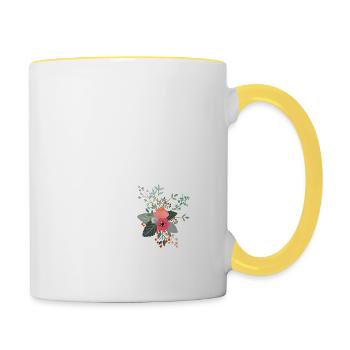 Lettre a fleuris - Mug contrasté - blanc/jaune - Droite