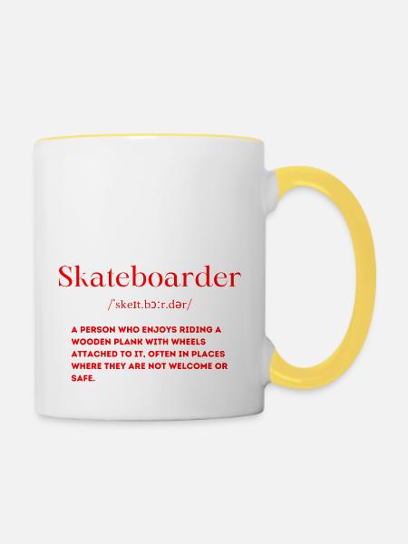 Skateboarder Definition - Tasse zweifarbig - Weiß/Gelb