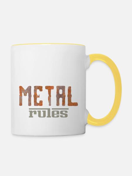 metal rules - Tasse zweifarbig - Weiß/Gelb