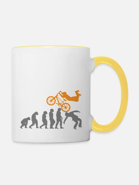 BMX Radfahren Fahrrad Radfahren Evolution - Tasse zweifarbig - Weiß/Gelb