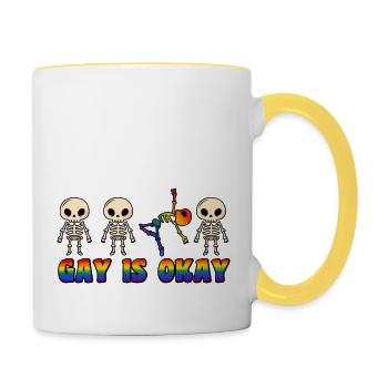 Gay is okay LGBT Pride Mois - Mug contrasté - blanc/jaune - Droite