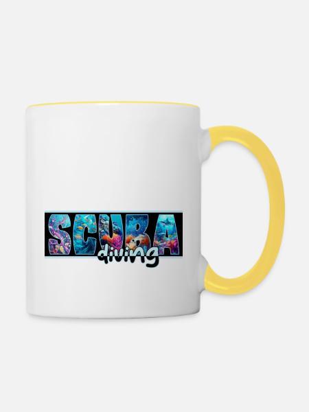 Tauchen - Tasse zweifarbig - Weiß/Gelb