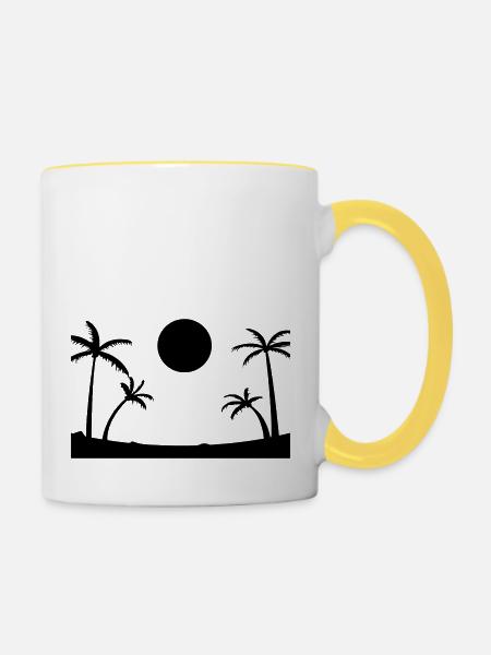beach - Tasse zweifarbig - Weiß/Gelb