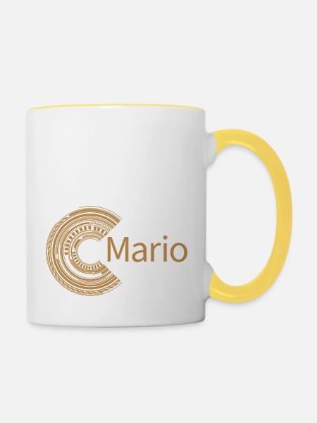 Für Mario - Tasse zweifarbig - Weiß/Gelb