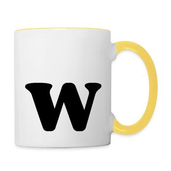Lettre w - Mug contrasté - blanc/jaune - Droite