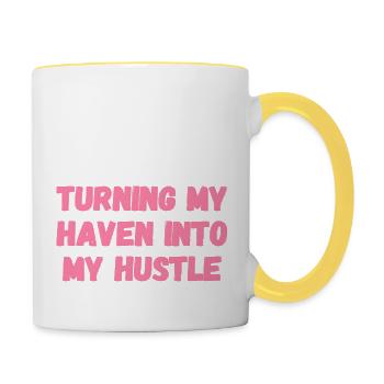 My Haven in My Hustle verwandeln Geschenke für die Hausaufgaben - Tasse zweifarbig - Weiß/Gelb - Rechts