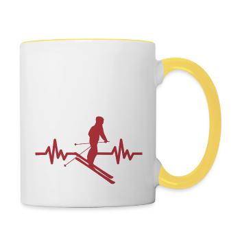 Heartbeat Ski Ski freestyle - Mug contrasté - blanc/jaune - Droite