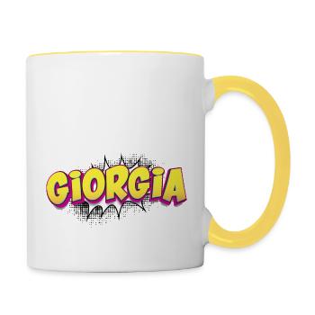Giorgia Nom personnalisé Style bande dessinée Pop Art, - Mug contrasté - blanc/jaune - Droite