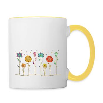 Blumen - Tasse zweifarbig - Weiß/Gelb - Rechts