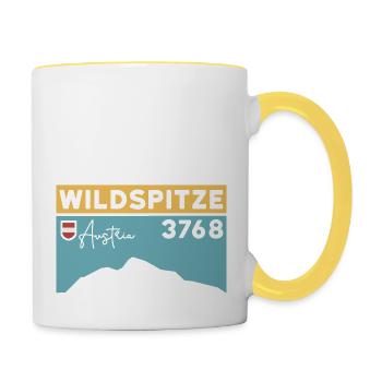 Wildspitze ski tour high tour normal route hike - Contrasting Mug - white/yellow - Right