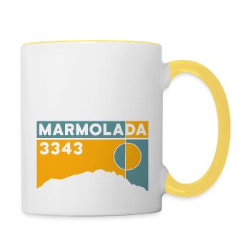 Marmolada Marmolata Dolomiten Punta Penia Wandern - Tasse zweifarbig - Weiß/Gelb - Rechts