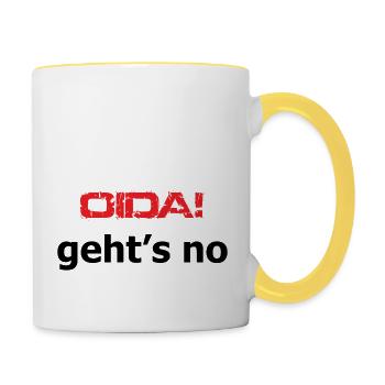 oida - Tasse zweifarbig - Weiß/Gelb - Rechts