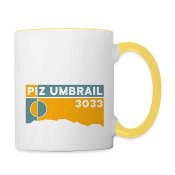 Piz Umbrail Mountain Tour, Ski Touring, Mountain Bike Trail - Contrasting Mug - white/yellow - Right