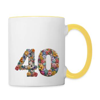 50th Birthday vintage retro Born in 1973 Birthday - Contrasting Mug - white/yellow - Right