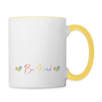 Dans un monde où vous pouvez être n’importe quoi, soyez gentil Citation - Mug contrasté - blanc/jaune - Droite