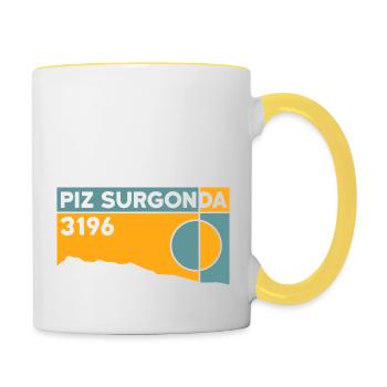 Piz Surgonda Randonnée Ski De Randonnée Souvenir Sommet Livre - Mug contrasté - blanc/jaune - Droite