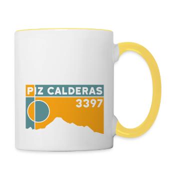Piz Calderas : Randonnée, Trekking, Ski de randonnée, Souvenir - Mug contrasté - blanc/jaune - Droite