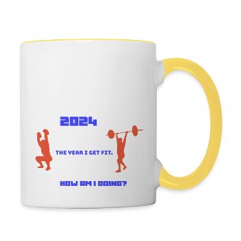 2024 fitness top. - Contrasting Mug - white/yellow - Right
