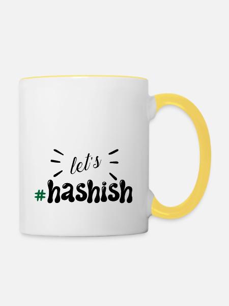 Lasst Haschisch schisch - Tasse zweifarbig - Weiß/Gelb