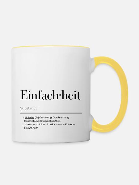 Einfachheit - Tasse zweifarbig - Weiß/Gelb