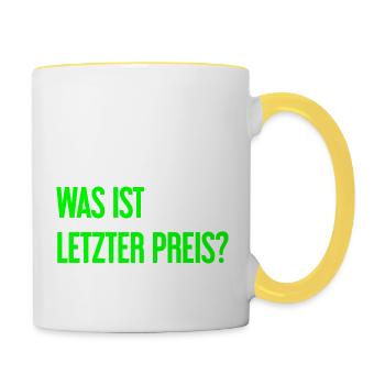 Was ist letzter Preis? - Tasse zweifarbig - Weiß/Gelb - Rechts