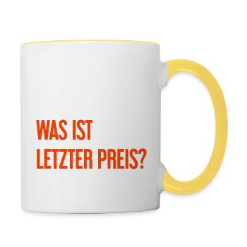 Was ist letzter Preis? - Tasse zweifarbig - Weiß/Gelb - Rechts