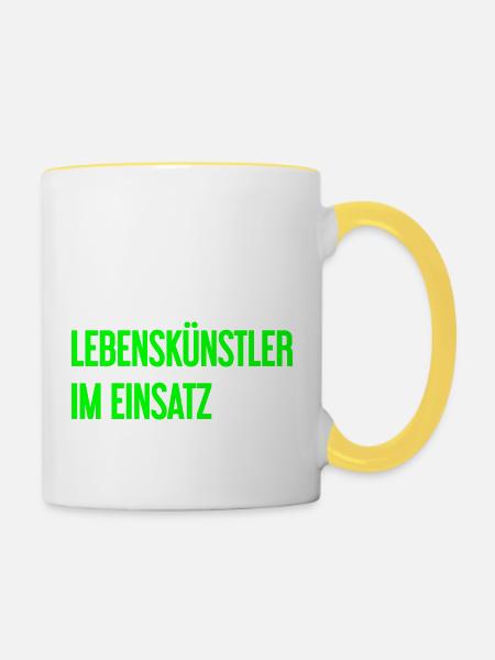 Lebenskünstler im Einsatz - Tasse zweifarbig - Weiß/Gelb