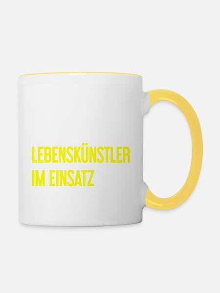 Lebenskünstler im Einsatz - Tasse zweifarbig - Weiß/Gelb