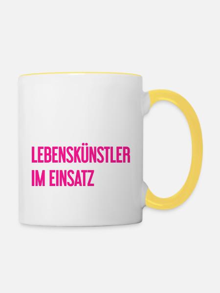 Lebenskünstler im Einsatz - Tasse zweifarbig - Weiß/Gelb