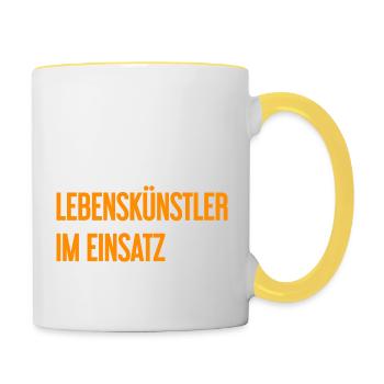 Lebenskünstler im Einsatz - Tasse zweifarbig - Weiß/Gelb - Rechts